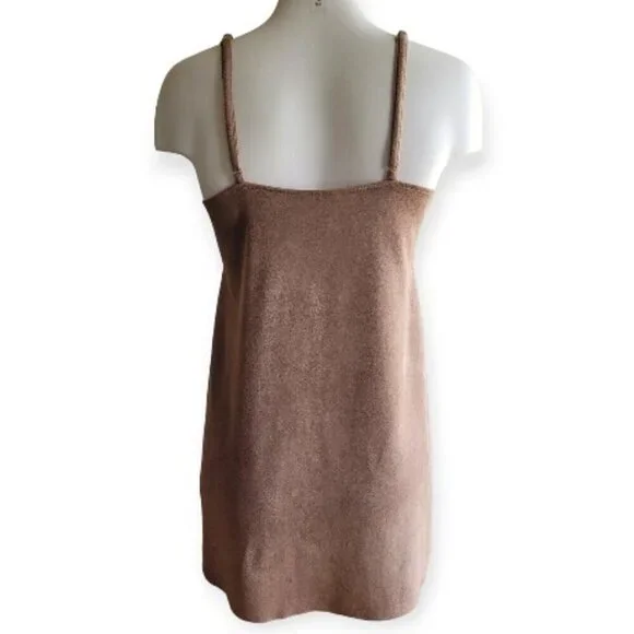 Aritzia Wilfred Free Vegan Suede Tan Slip Dress XS Adjustable Straps Nori - Picture 6 of 10